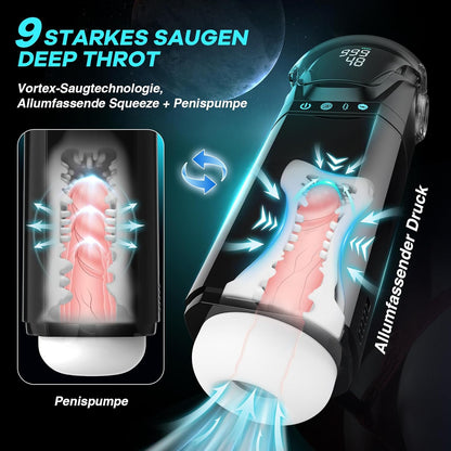 Masturbateur masculin automatique avec mouvement de va-et-vient, succion réglable et vibration intégrée