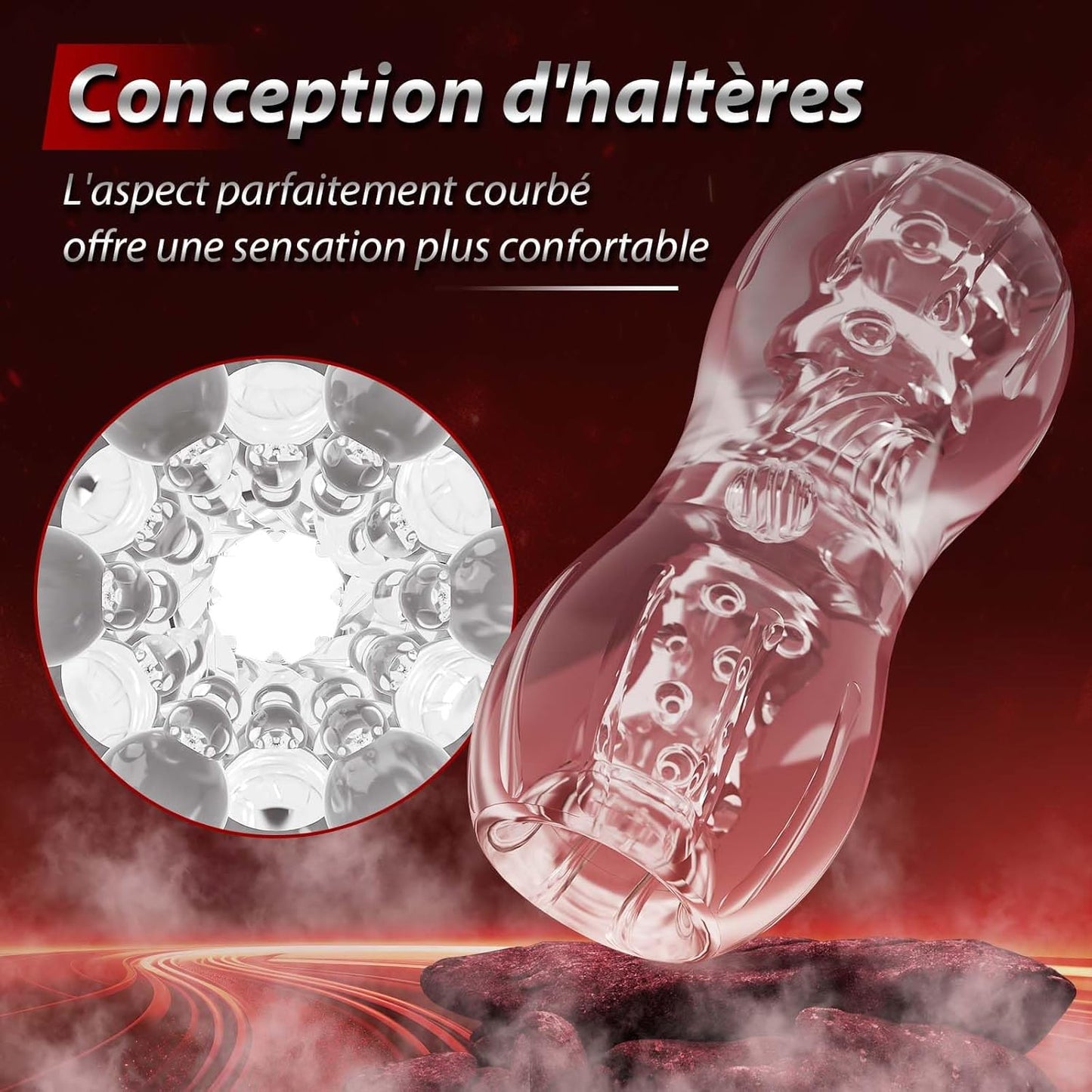 Masturbateur réaliste pour homme avec coque extérieure et intérieur granulé 