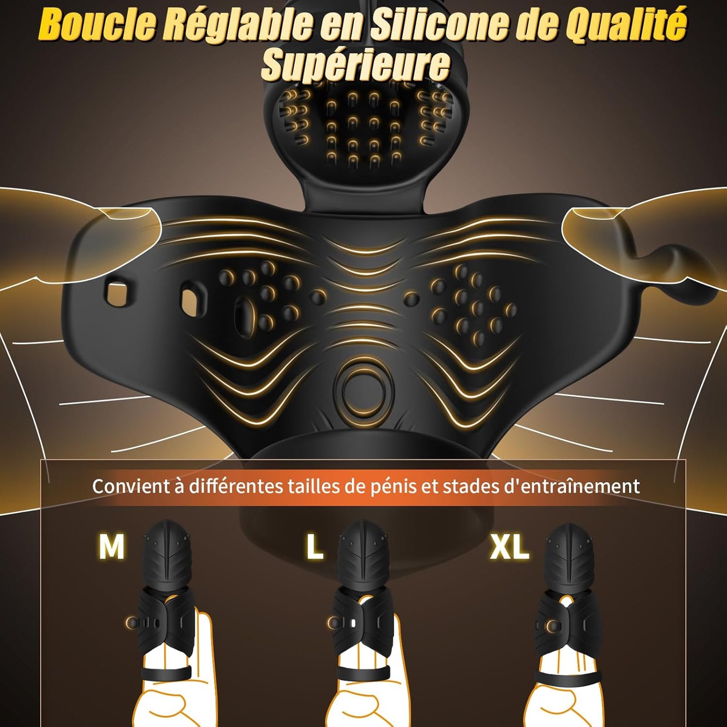 Intérieur du manchon en silicone texturé avec nœuds et crêtes surélevées pour une friction réaliste et une sensation de succion intense