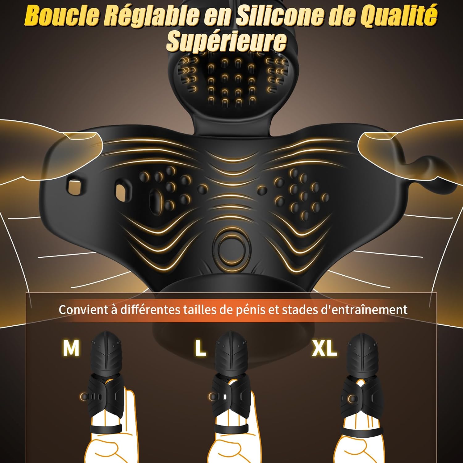 Intérieur du manchon en silicone texturé avec nœuds et crêtes surélevées pour une friction réaliste et une sensation de succion intense