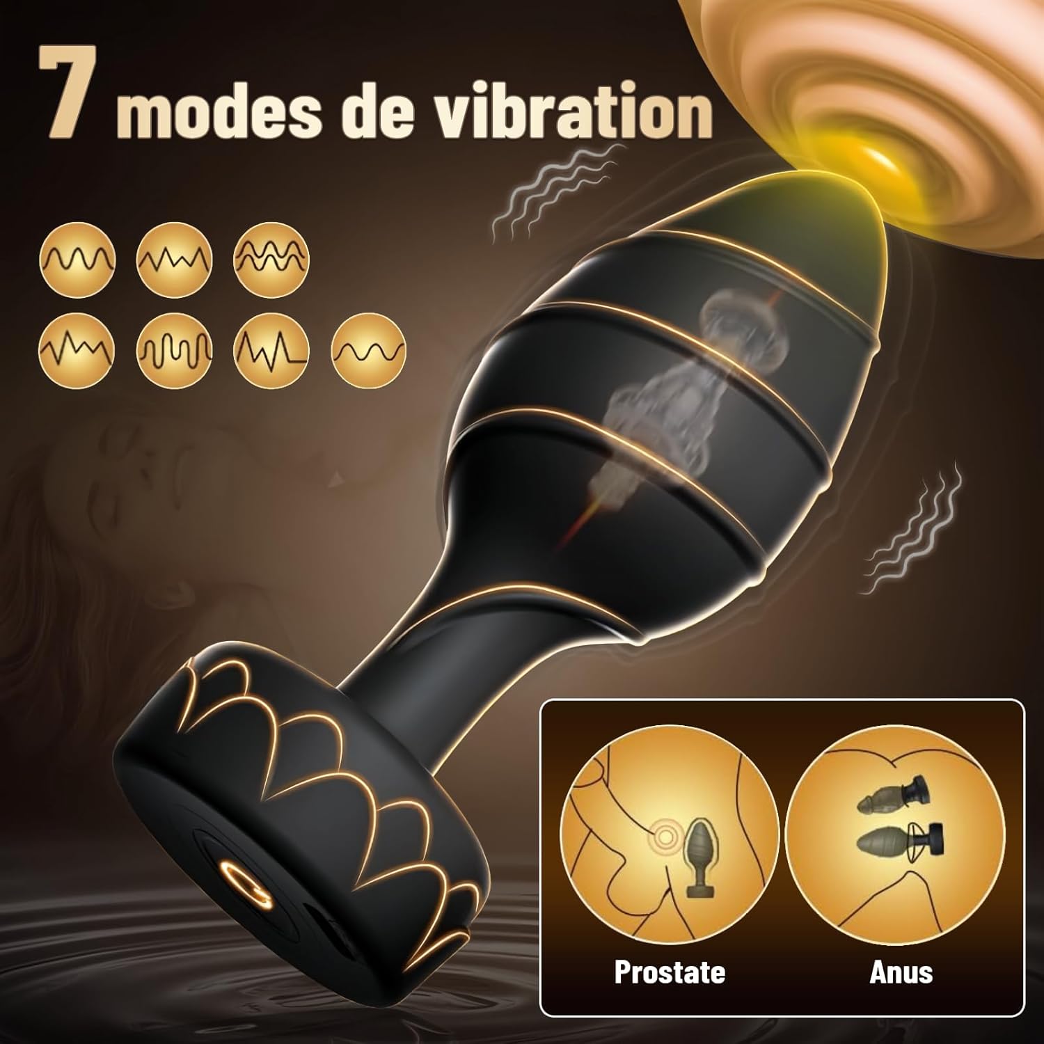 Plug anal vibrant masseur de prostate à base ondulée du kit sextoys homme