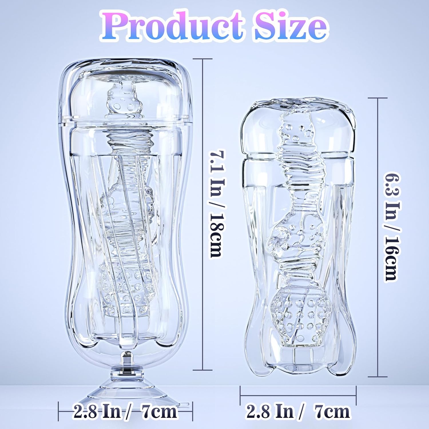 Dimensions masturbateur transparent à ventouse mesures précises sextoy homme

