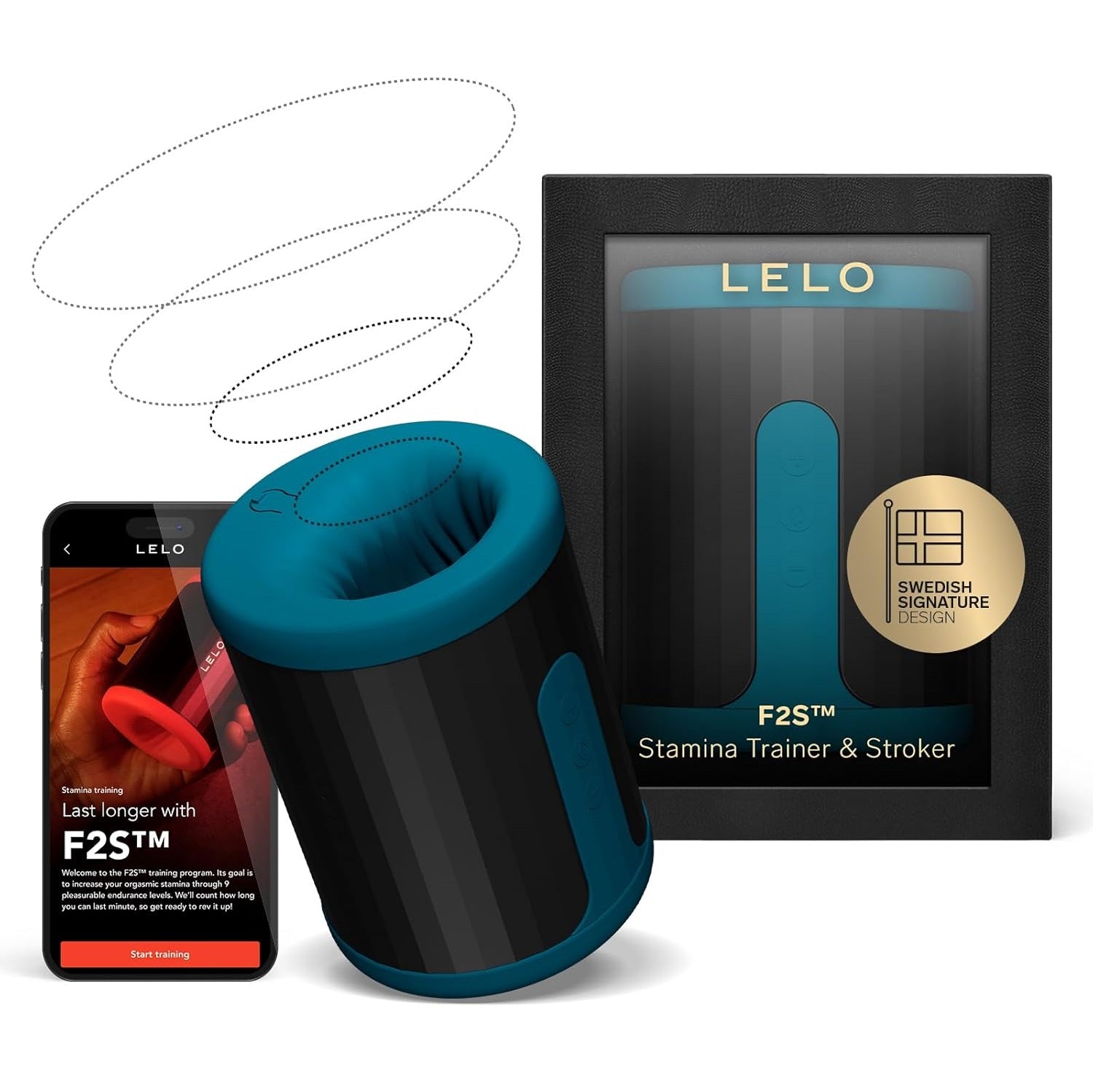 Vue de profil du masturbateur vibrant connecté F2S avec ses commandes