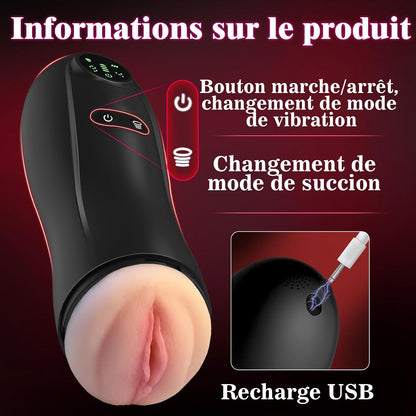 Simulateur de fellation rechargeable par câble USB pour usage nomade et discret