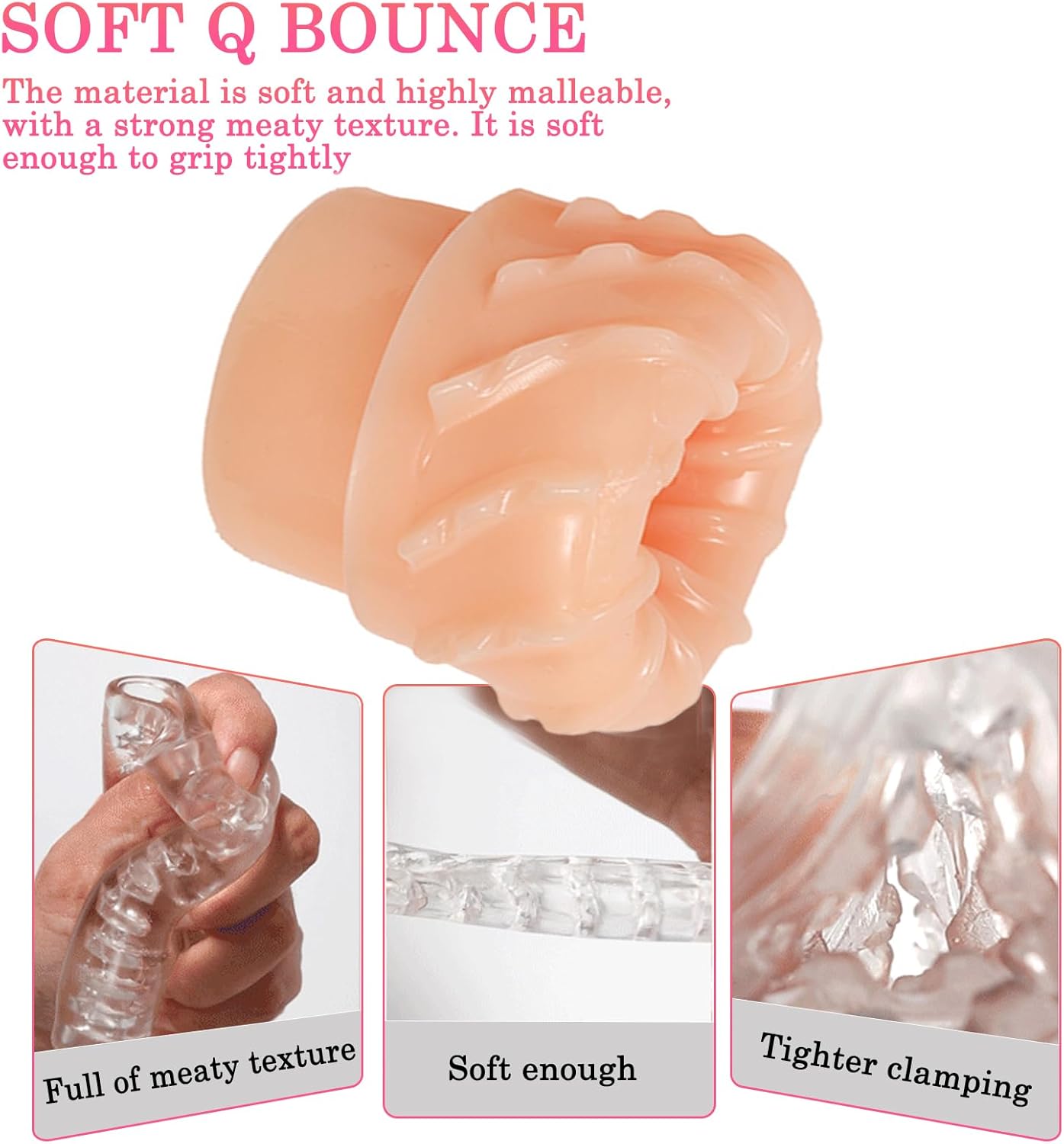 Matière TPE souple et réaliste effet peau du pocket pussy couleur chair
