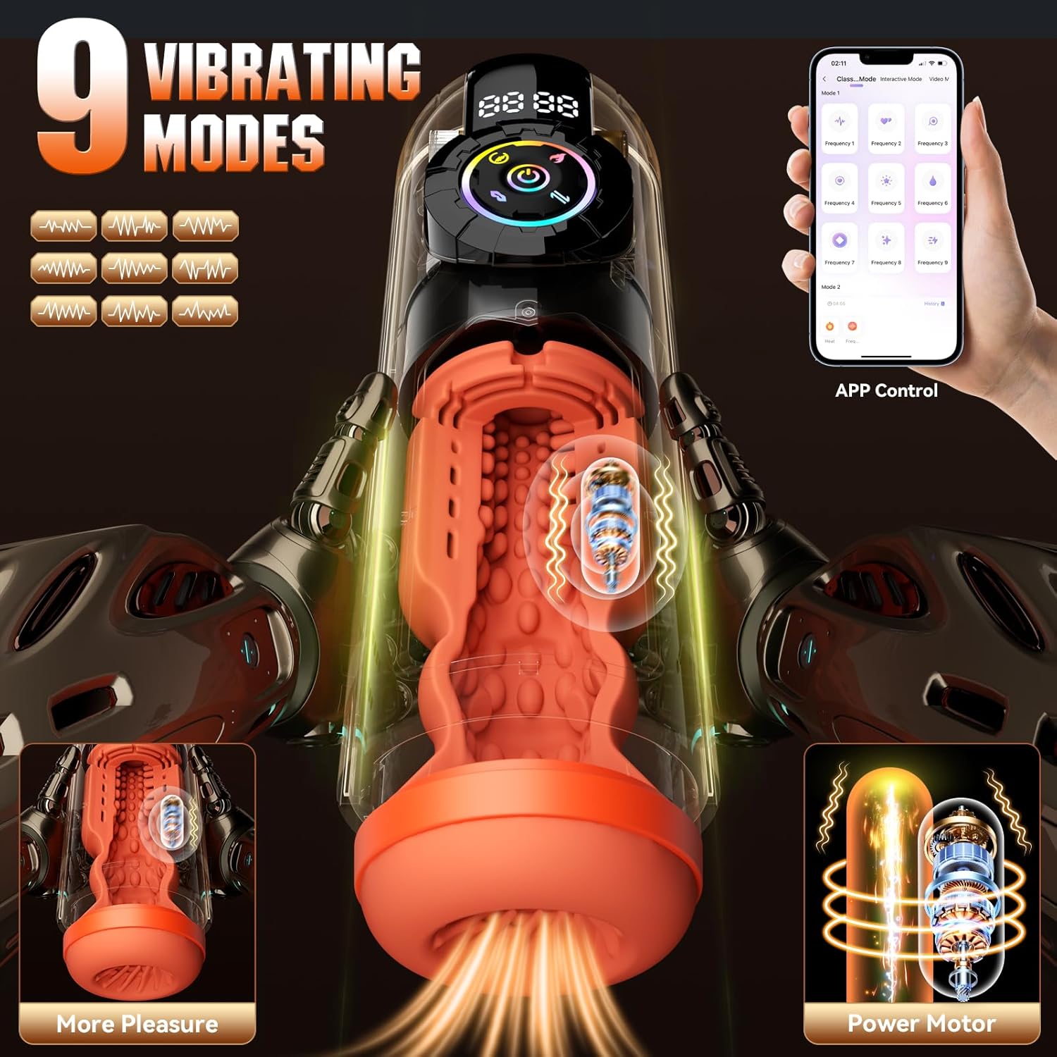 Masturbateur connecté tenu en main pour montrer la prise en main ergonomique