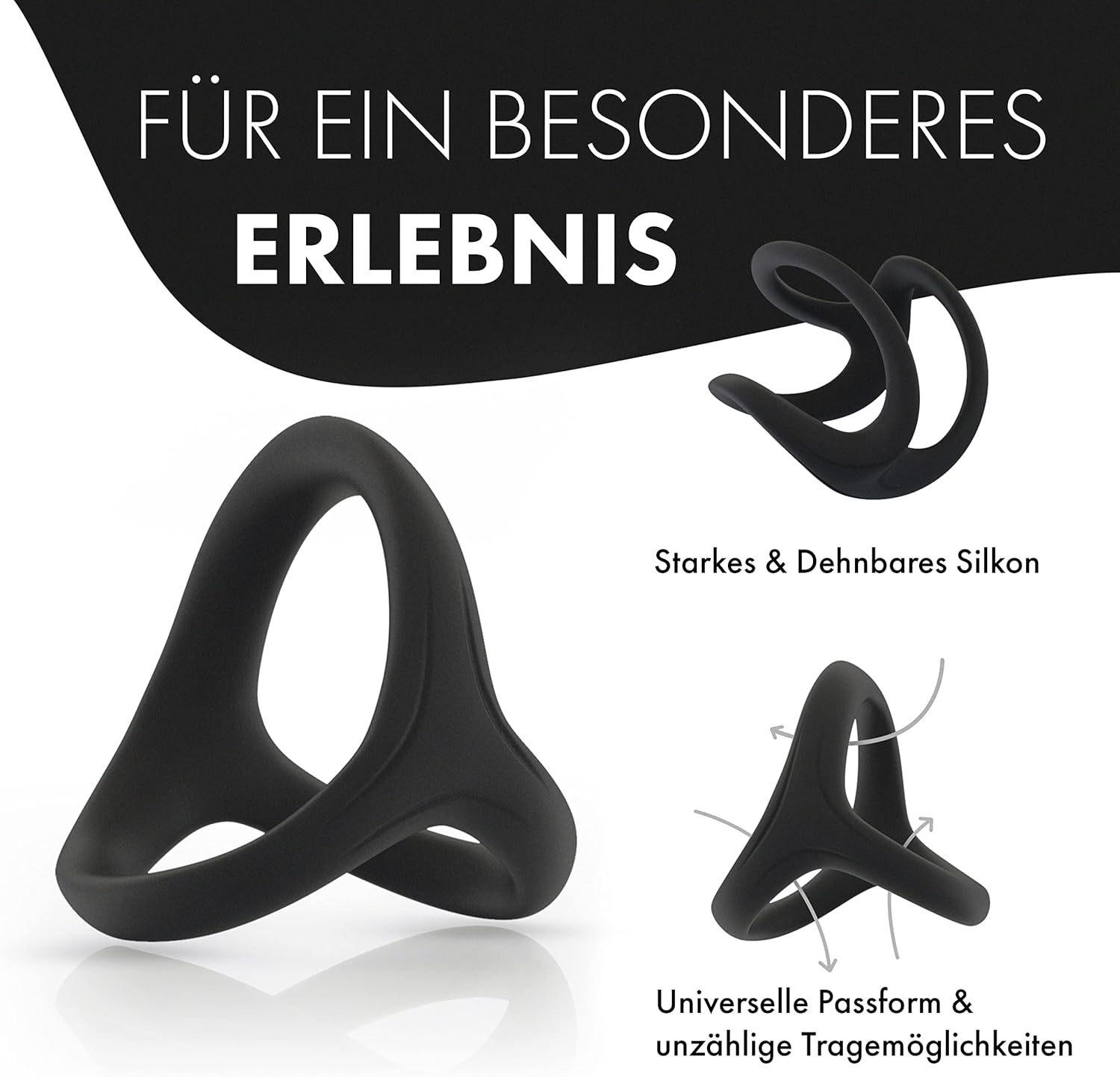 Anneau testiculaire en silicone porté à la base du pénis et des testicules
