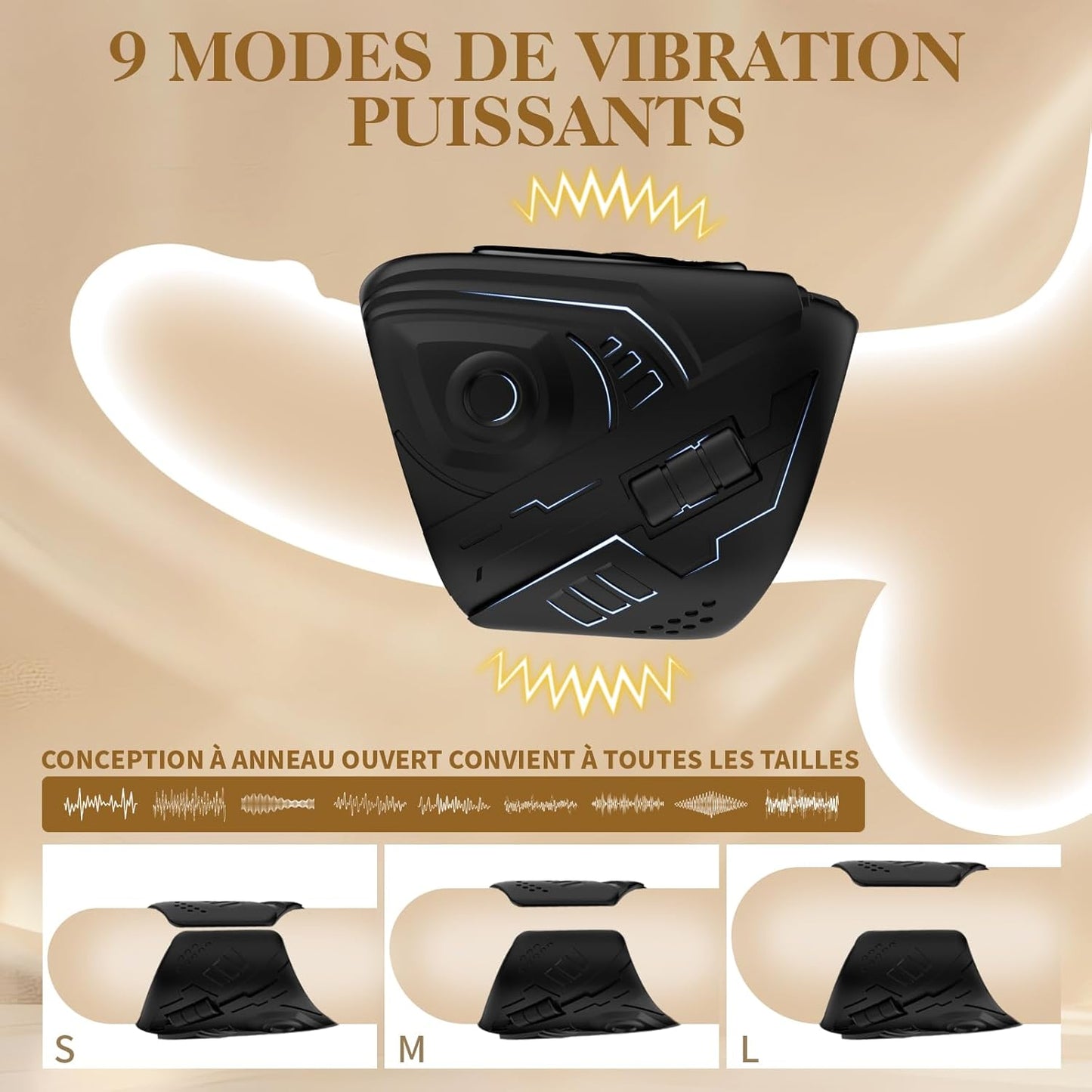 Cockring vibrant télécommandé sans fil avec 9 modes de vibration