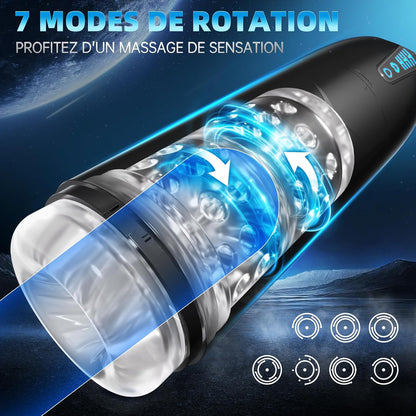 Masturbateur connecté avec 7 vitesses de rotation interne pour stimulation réaliste
