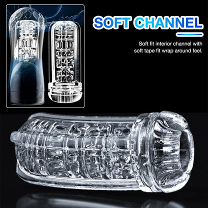 Masturbateur masculin compact avec tunnel interne granulé et silicone souple