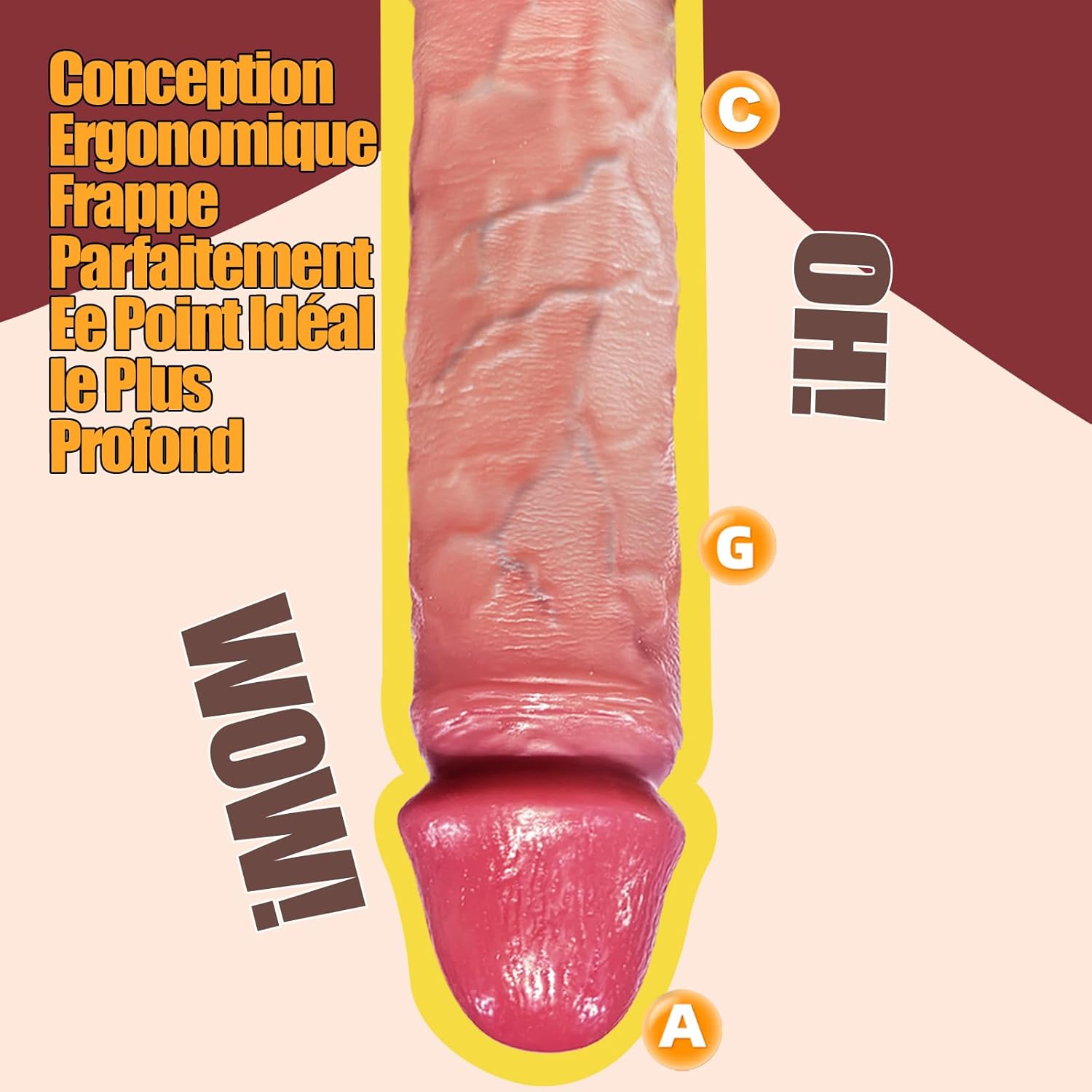 Gland souple et veines saillantes du gode réaliste pour stimulation profonde