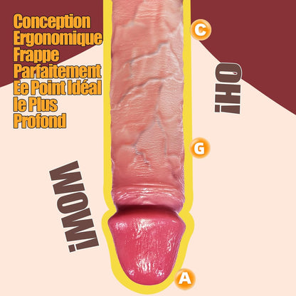 Gland souple et veines saillantes du gode réaliste pour stimulation profonde