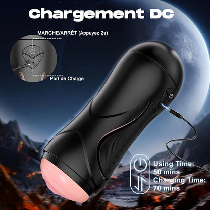Vaginette vibrante pour homme mise en scène sobre mettant en avant l’emballage discret et le format du produit