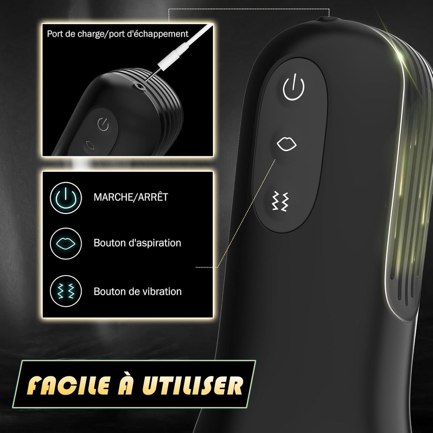 Masturbateur électrique rechargeable par câble USB