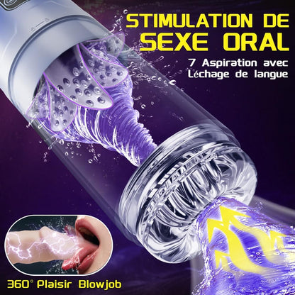 Masturbateur homme électrique avec simulation de sexe oral et effet langue