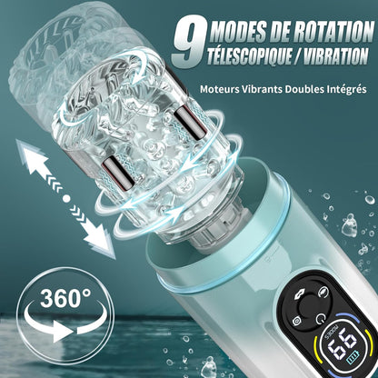 Masturbateur automatique 9 modes télescopiques rotation et pénétration pour homme