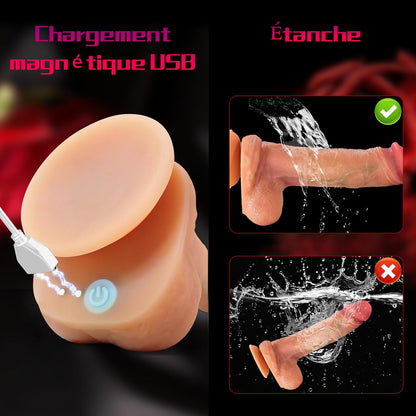 Gode étanche rechargeable par USB magnétique pour jeux sous la douche