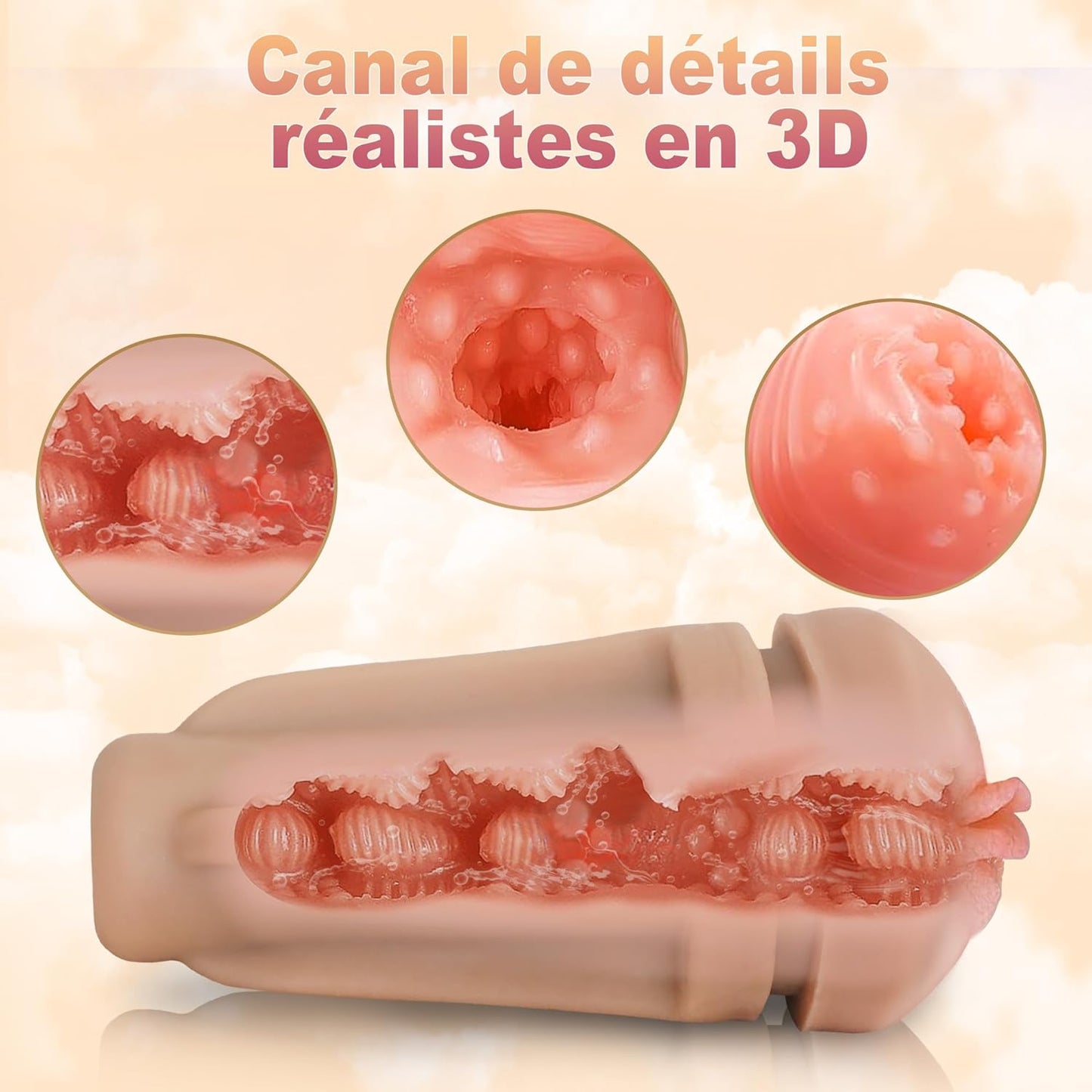 Gros plan sur le canal vaginal étroit et texturé de la vaginette réaliste
