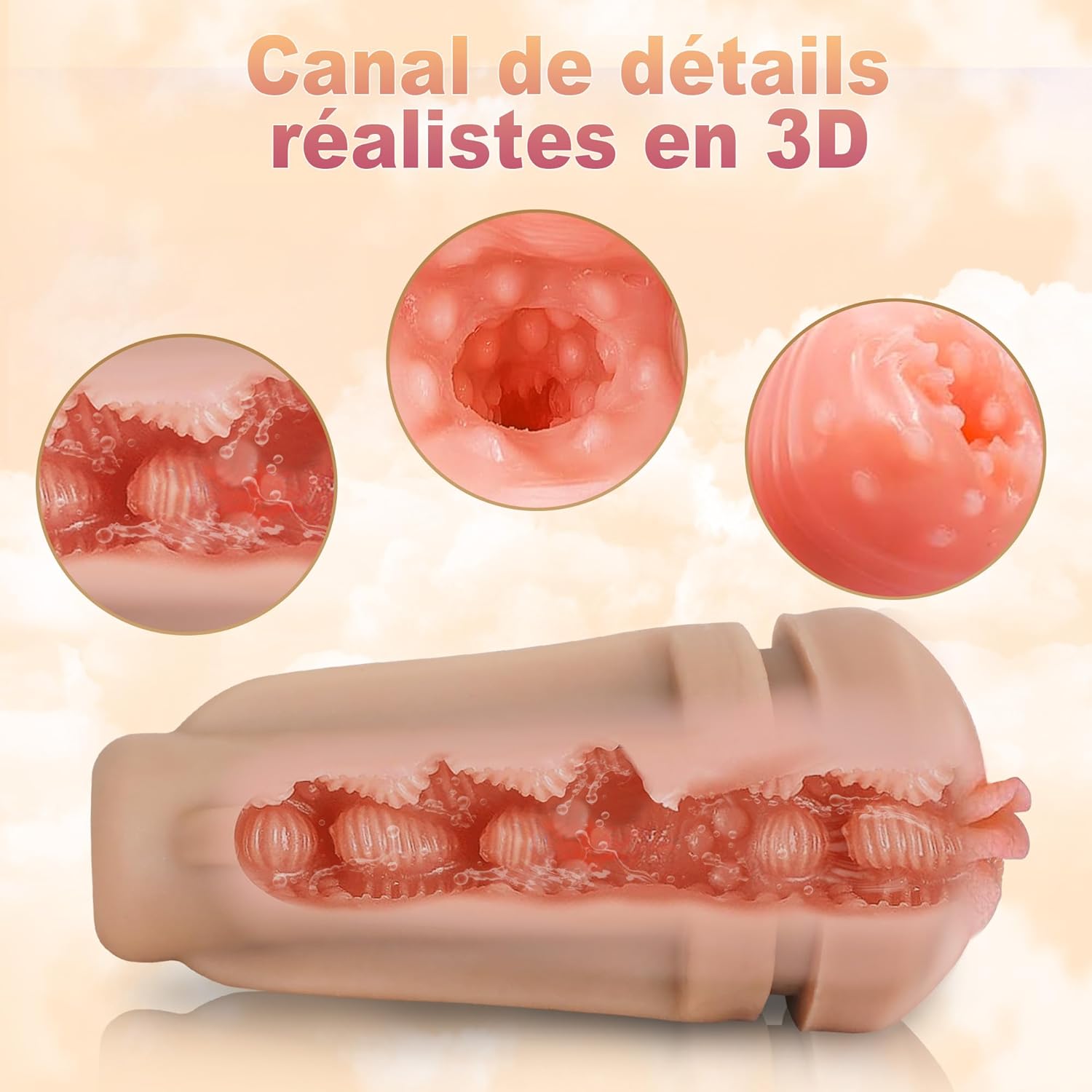Gros plan sur le canal vaginal étroit et texturé de la vaginette réaliste
