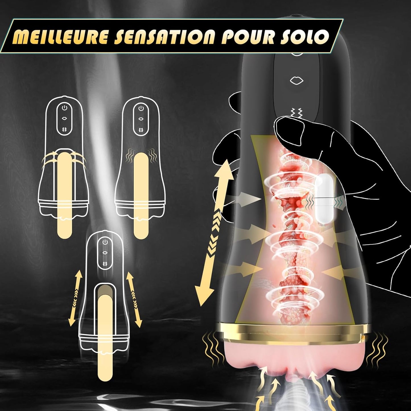 Masturbateur automatique homme avec bouton orgasme une touche