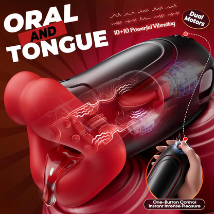Gros plan sur les lèvres et la langue réalistes du masturbateur silicone