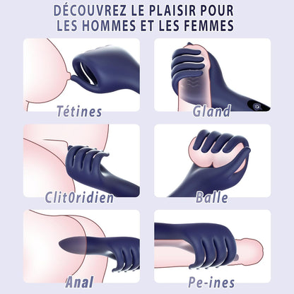 Doigts en silicone souple du masturbateur forme main épousant la verge
