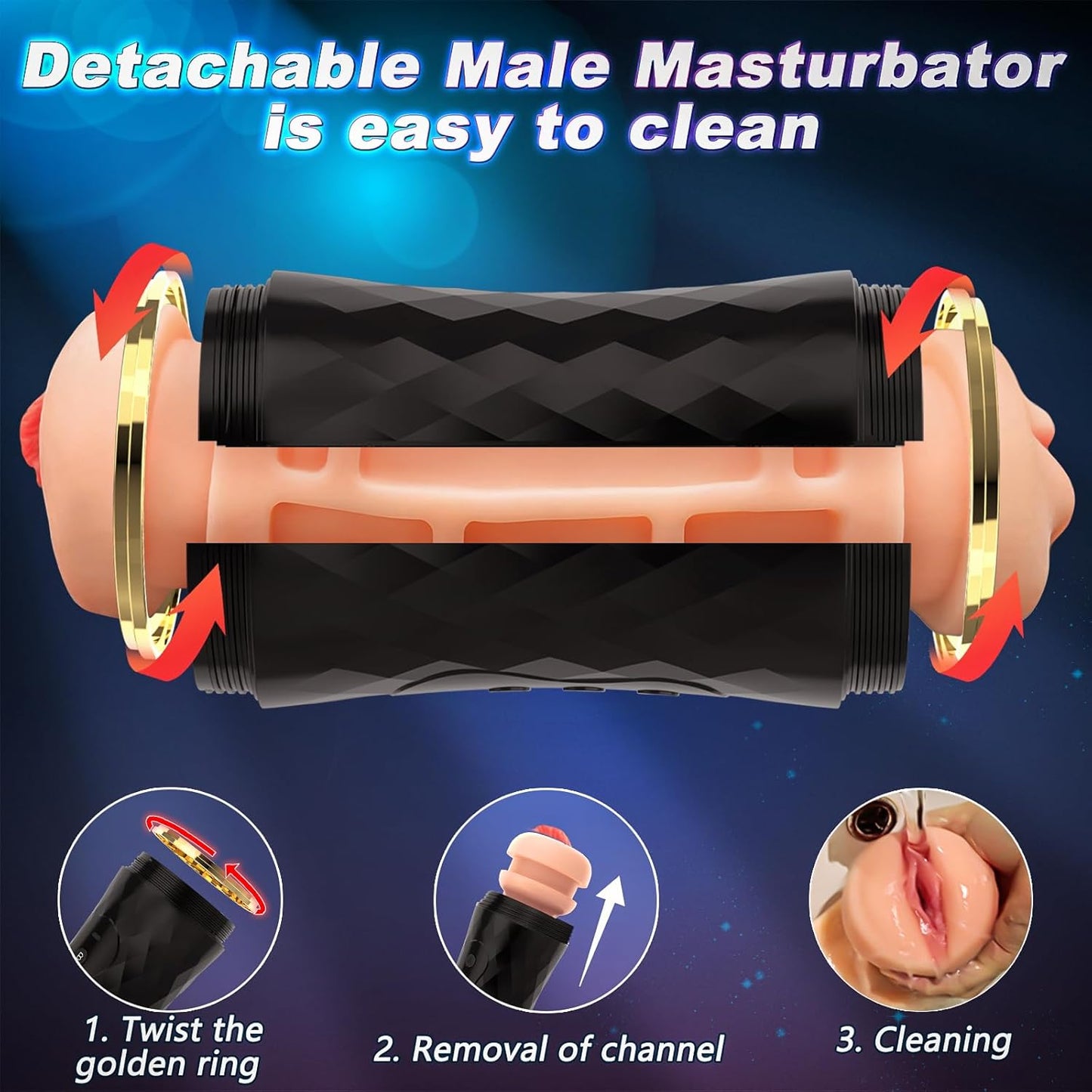 Canal interne élastique en silicone médical du masturbateur automatique adapté à toutes les tailles