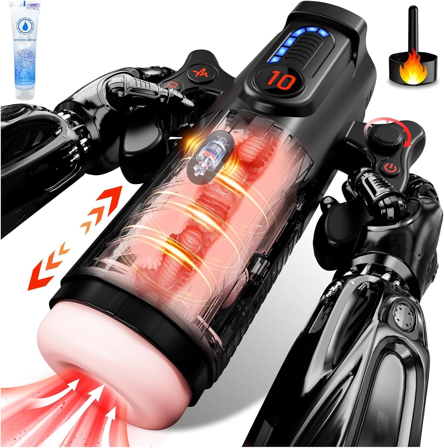 Masturbateur homme automatique avec double poignée ergonomique et design moderne pour une prise en main stable