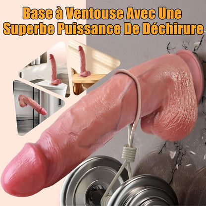Gode réaliste ventouse fixé sur paroi de douche pour stimulation prostatique