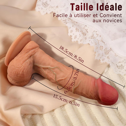Dimensions gode réaliste silicone 18 cm longueur 3,2 cm diamètre comparaison règle