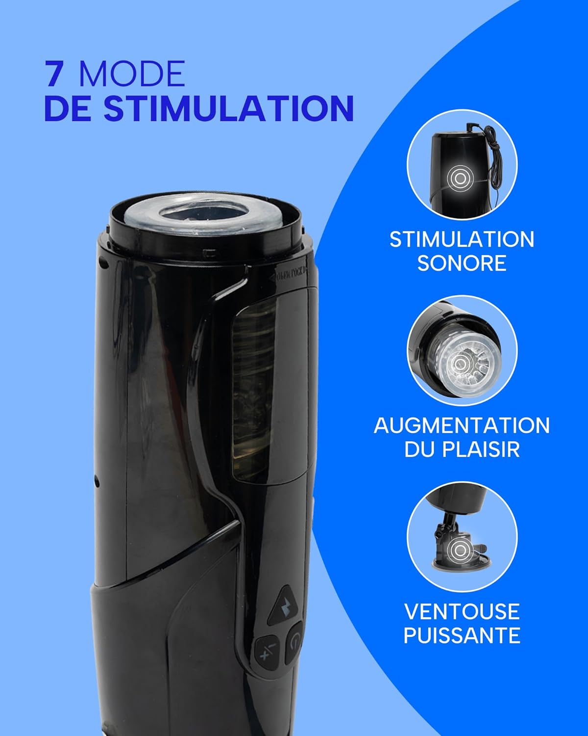 Masturbateur automatique homme avec 7 modes de vibration et rotation