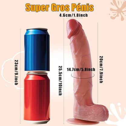 Dimensions du gode réaliste 25,5 cm total 21 cm insérable 5 cm diamètre