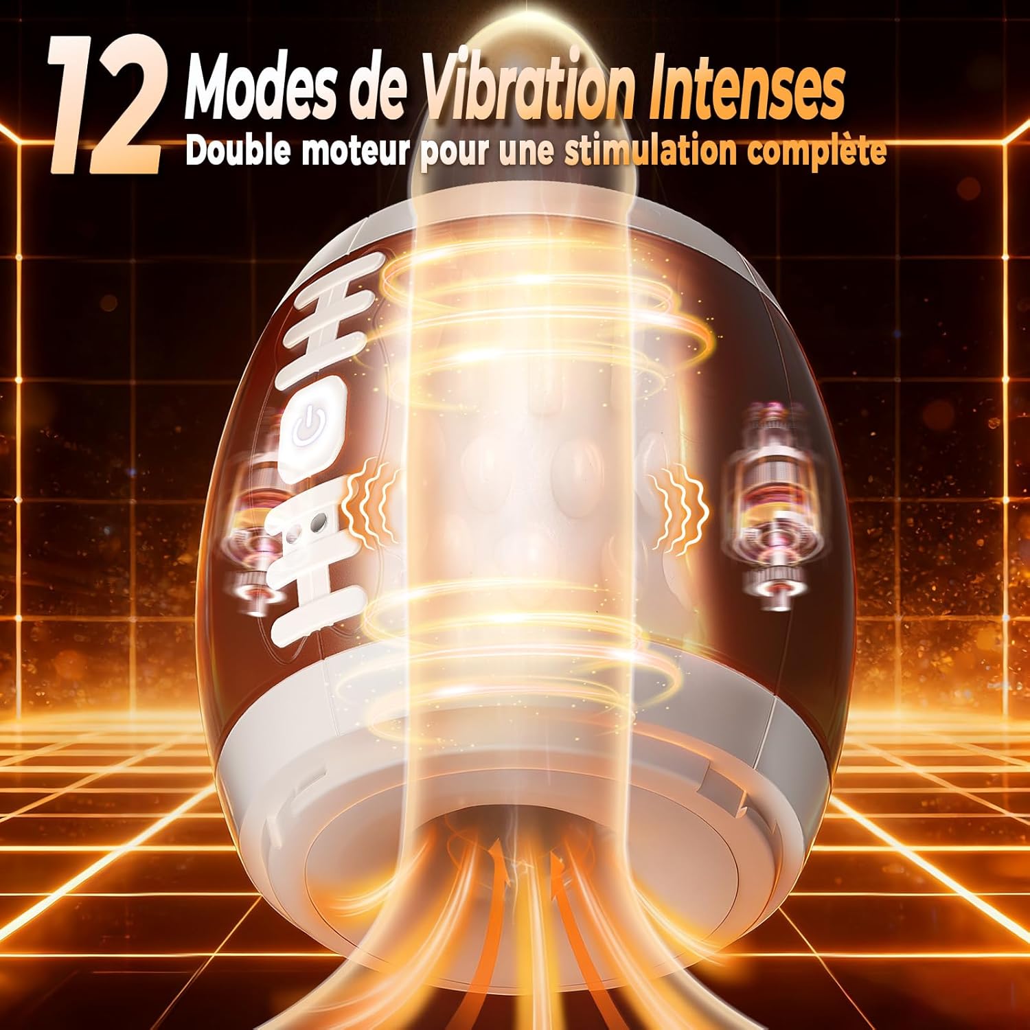 Masturbateur homme automatique en forme de ballon de rugby avec 12 modes de vibration