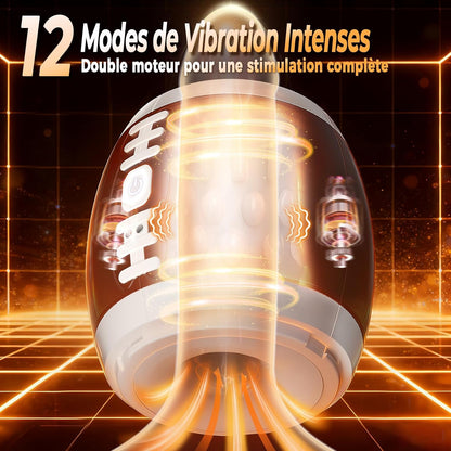 Masturbateur homme automatique en forme de ballon de rugby avec 12 modes de vibration