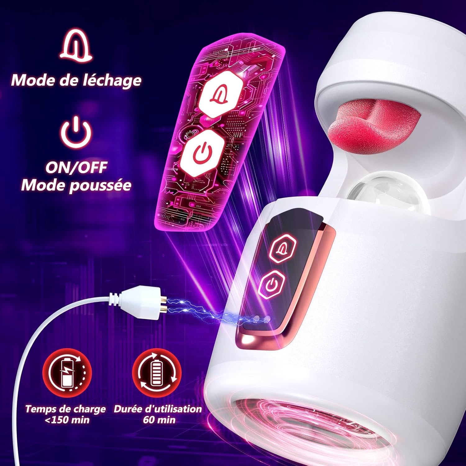 Port de charge magnétique USB du masturbateur automatique pour homme
