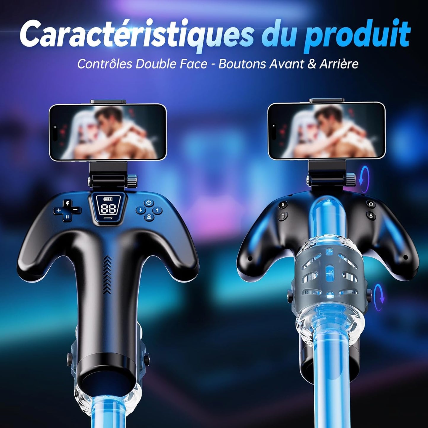 Masturbateur automatique avec support téléphone amovible pour expérience mains libres
