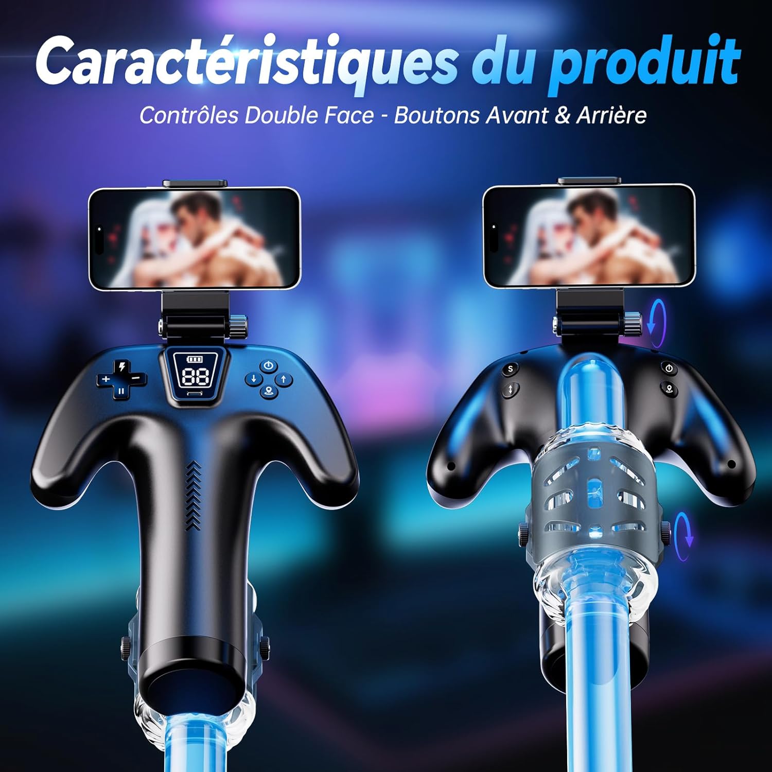 Masturbateur automatique avec support téléphone amovible pour expérience mains libres
