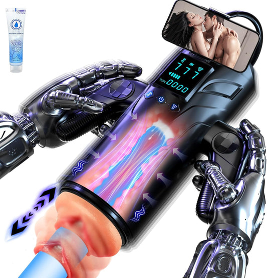 Masturbateur automatique gaming mains libres avec poignée ergonomique et support téléphone intégré