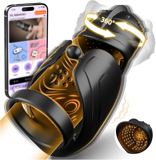 Masturbateur homme tête pivotante 360° et anneau pénien vibrant en silicone médical doux – design ergonomique et discret