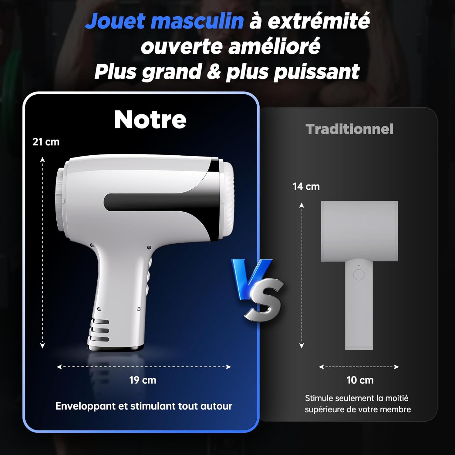 Dimensions de la vaginette connectée avec pénétration profonde 19 cm et double canal de stimulation