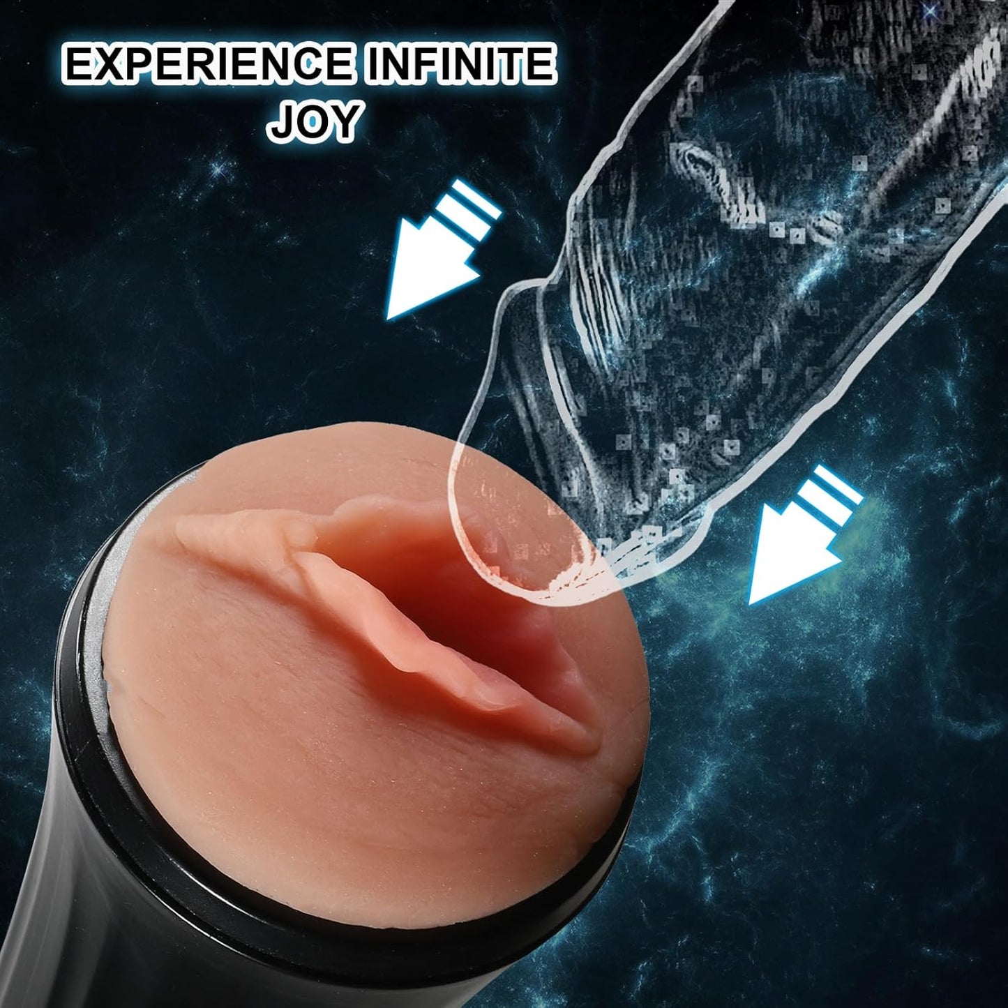Masturbateur squeezable avec corps compressible souple en TPE
