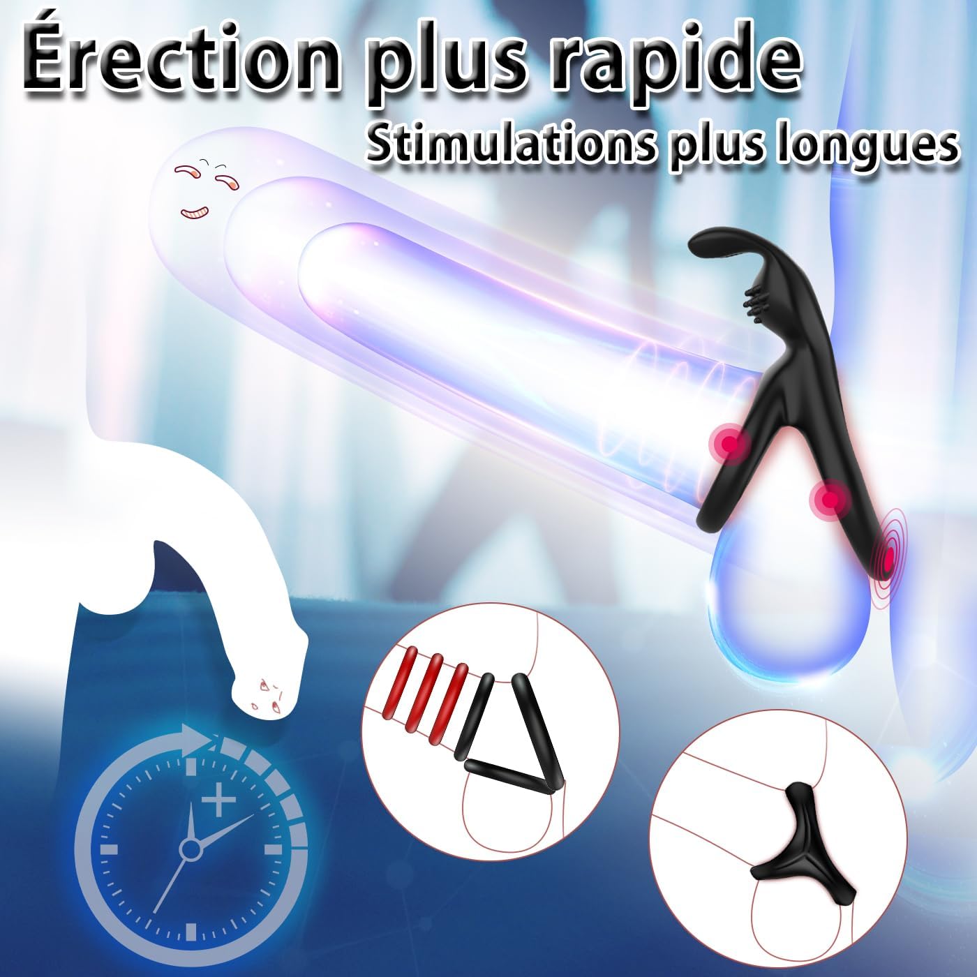Anneau pénien ergonomique pour retarder l'éjaculation et gagner en endurance