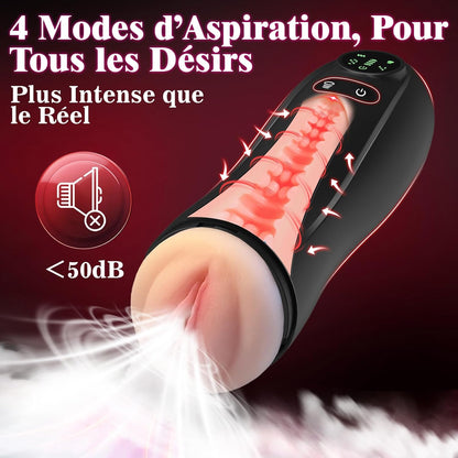 Sextoy homme avec 4 modes de succion réaliste pour expérience fellation mains libres
