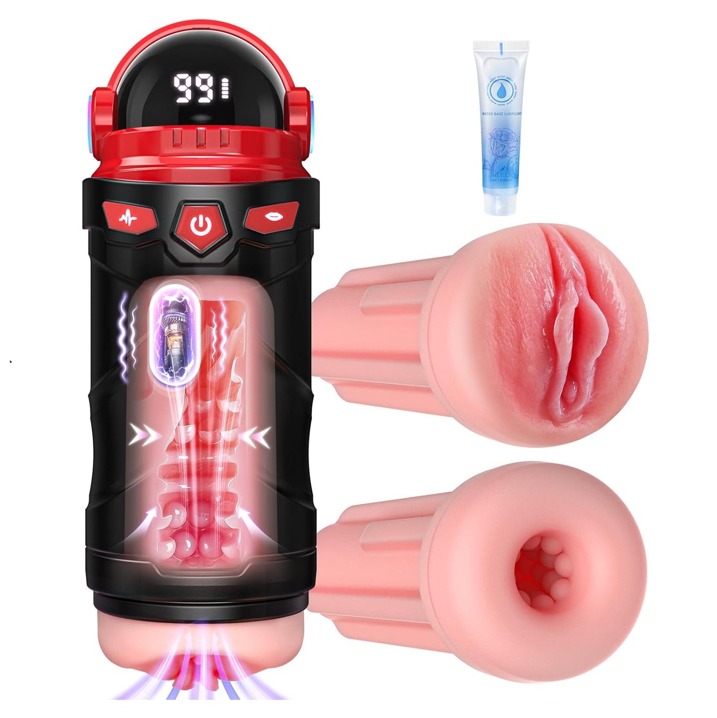 Masturbateur automatique vue de face design futuriste finition noire brillante