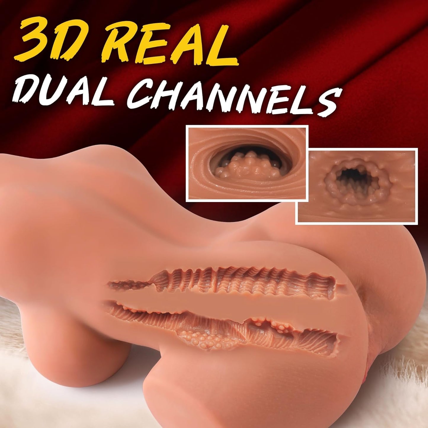 Textures 3D réalistes à l’intérieur du buste masturbateur bronzé pour une sensation de succion et de massage puissante