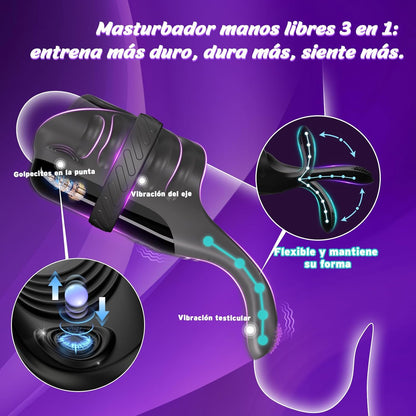 Sextoy mains libres à tapotements stimulant le gland et le frein
