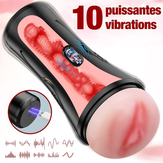 Masturbateur masculin vibrant avec bullet amovible et 10 modes de vibration