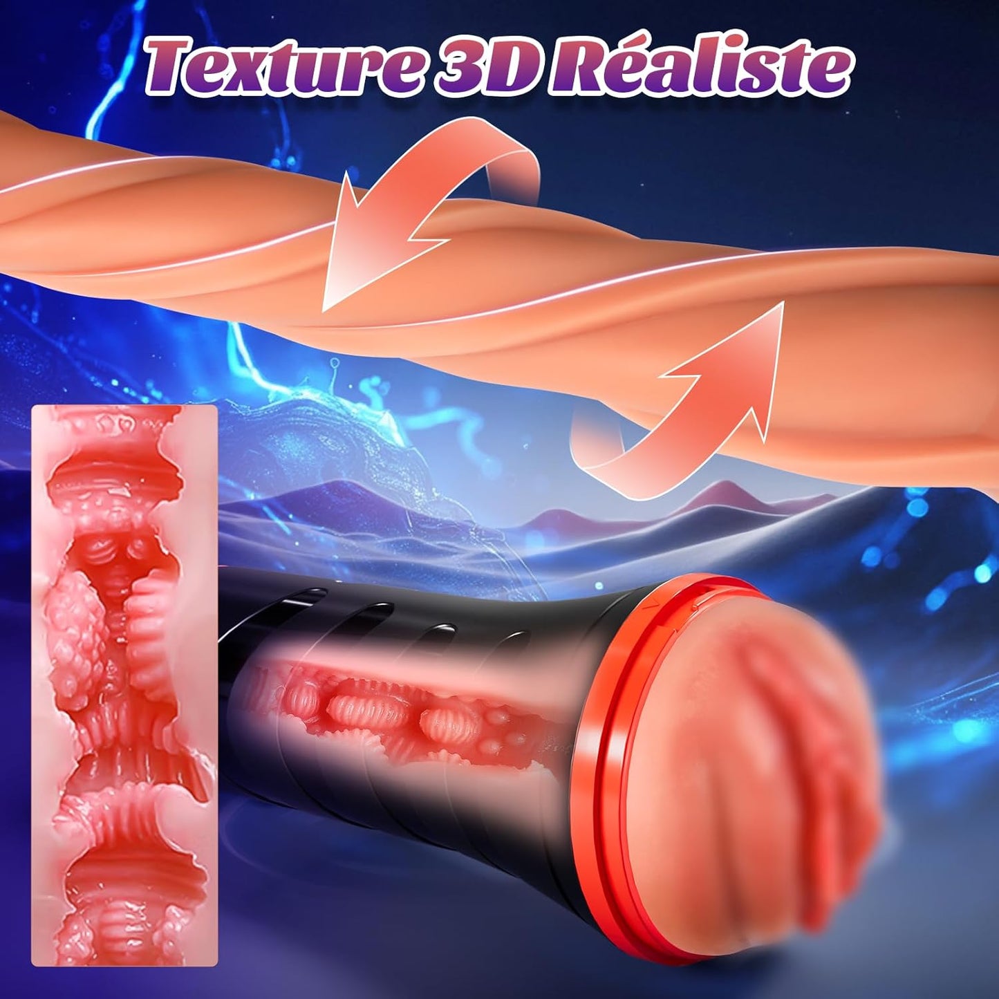 Manchon en silicone amovible du masturbateur démonté pour nettoyage facile après usage
