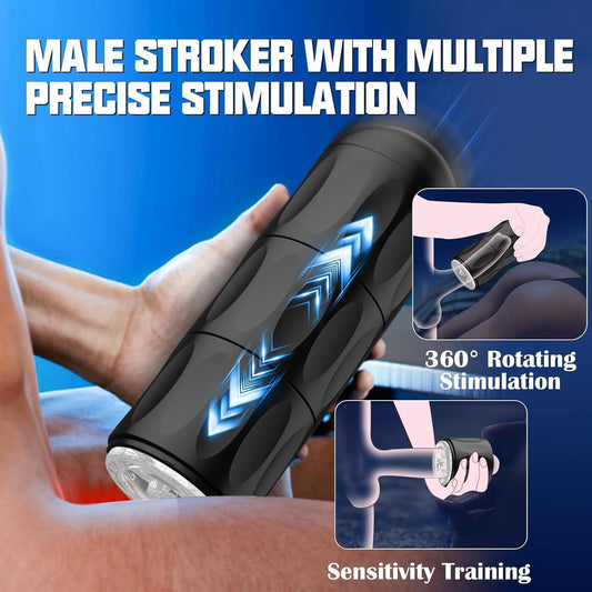 Masturbateur masculin 3 en 1 avec embouts modulables pour varier les sensations intimes