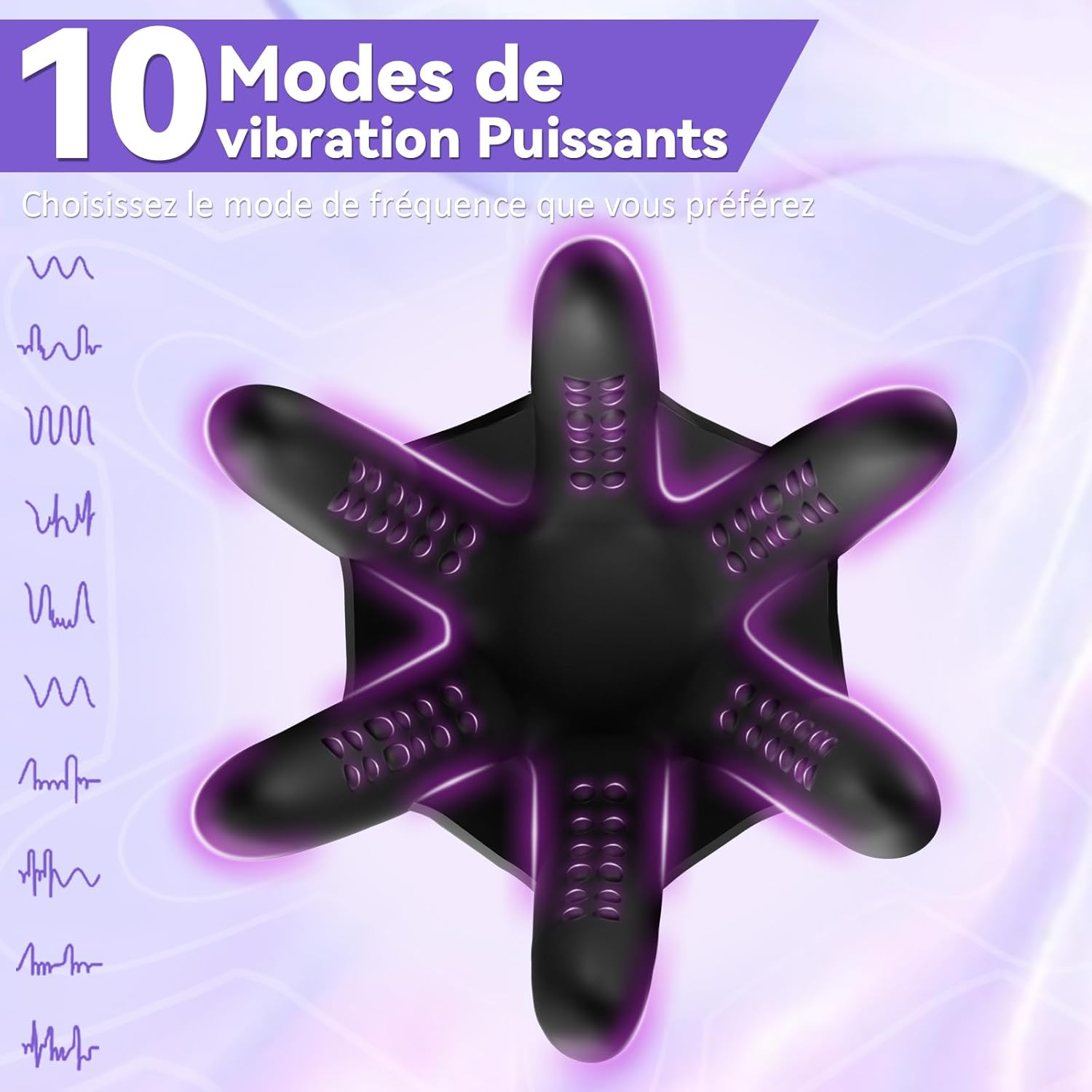 Vibrateur gland pieuvre avec 10 modes de vibrations puissantes contrôlables via application mobile, stimulation complète 360 degrés pour améliorer l'endurance